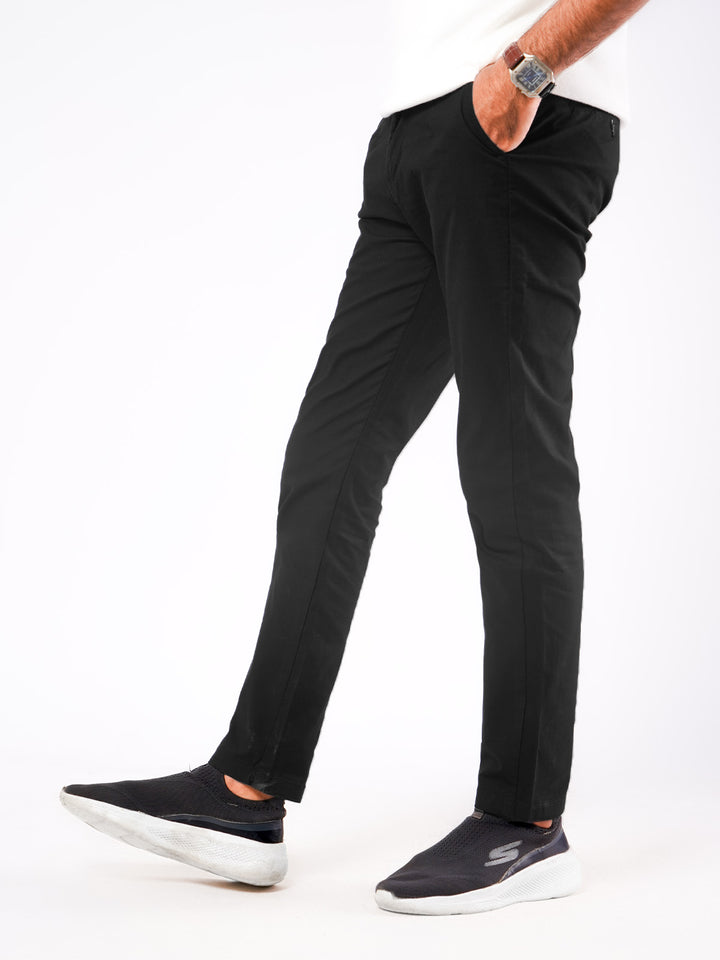 Black Self Imported Cotton Chino Pant-44