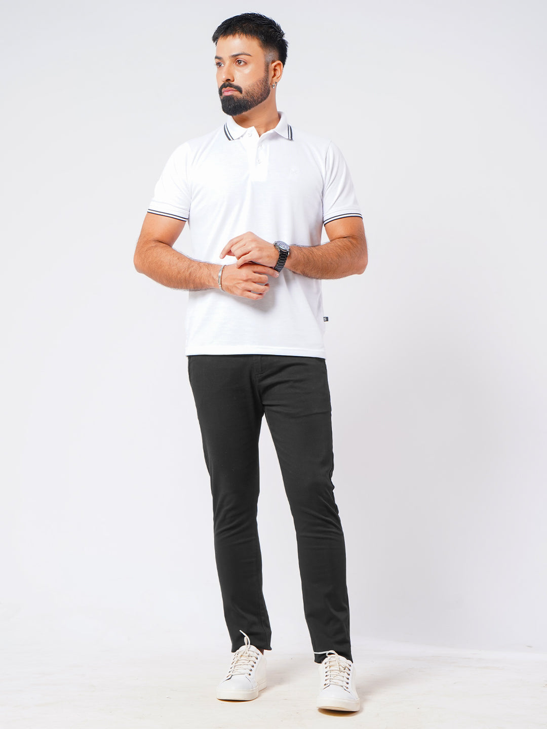 Black Plain Cotton Chino Pant-46