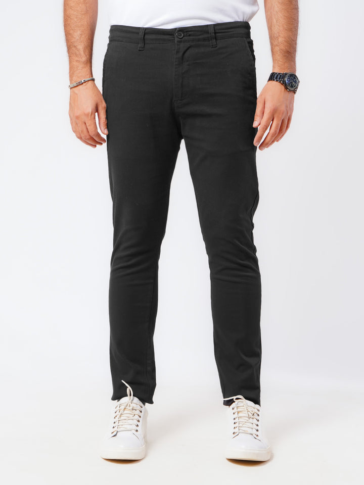 Black Plain Cotton Chino Pant-46