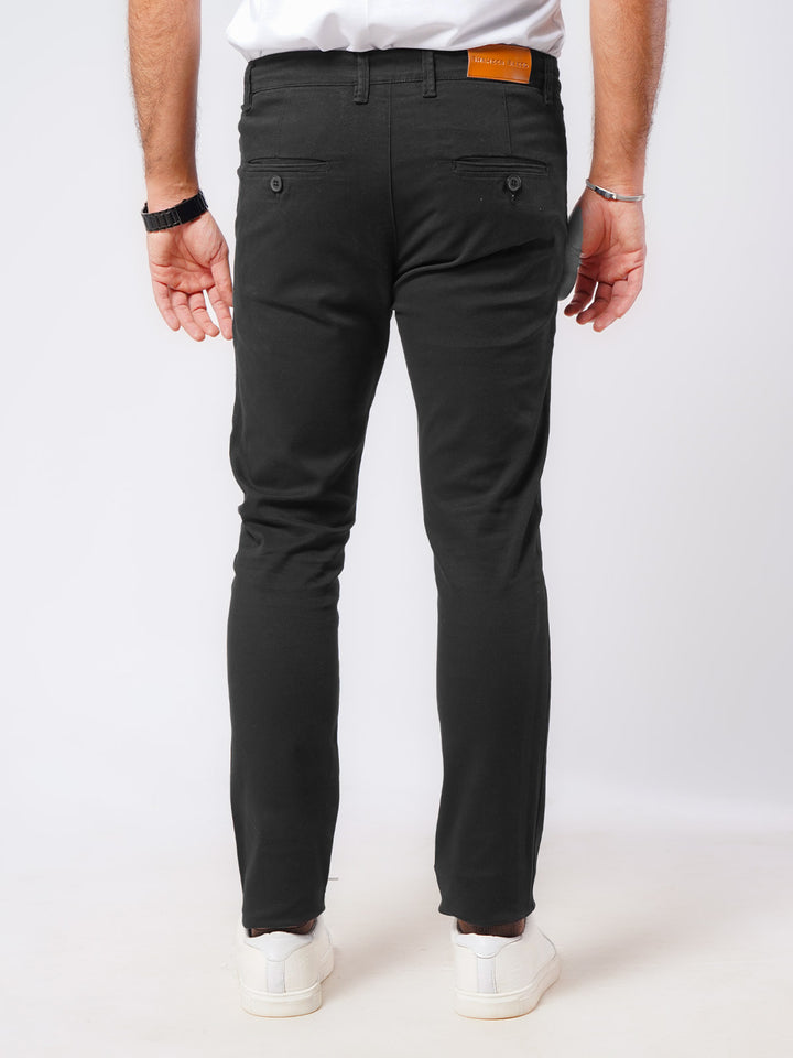 Black Plain Cotton Chino Pant-46