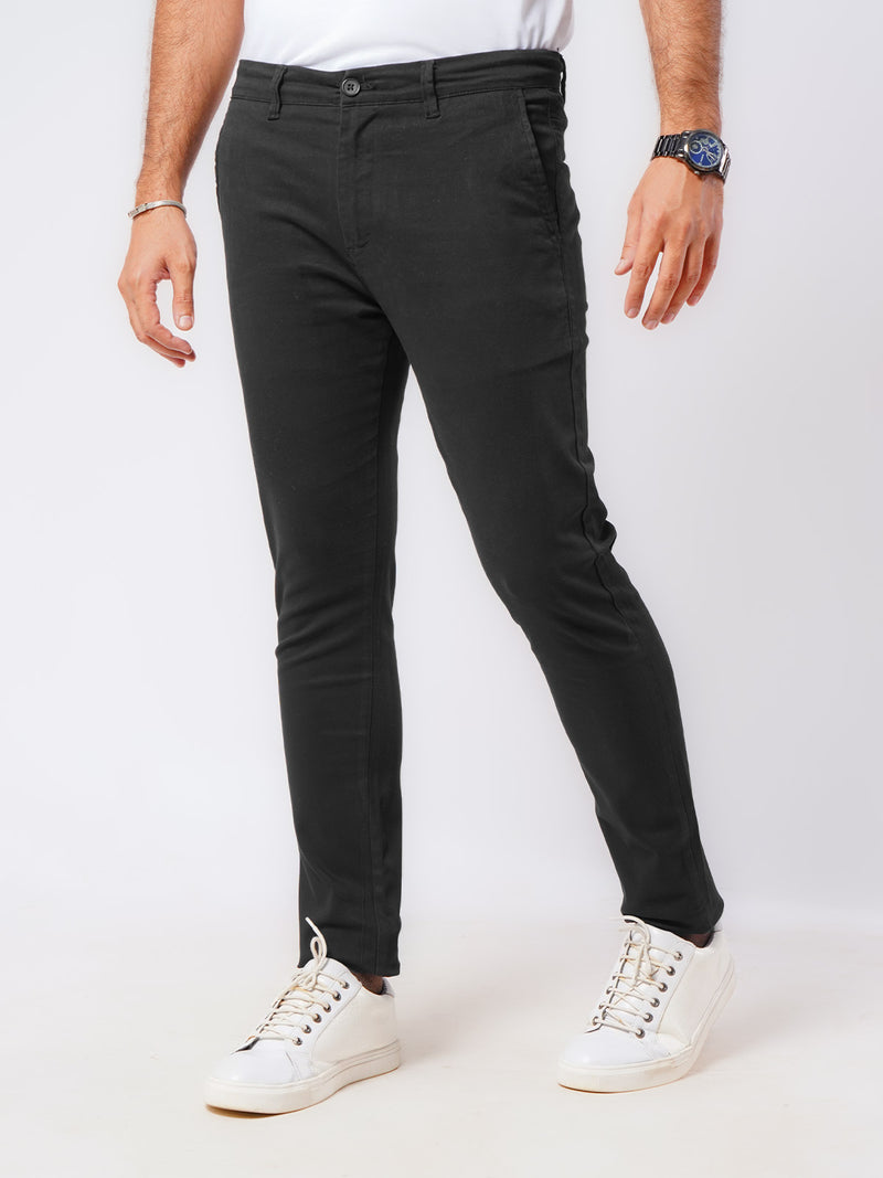 Black Plain Cotton Chino Pant-48