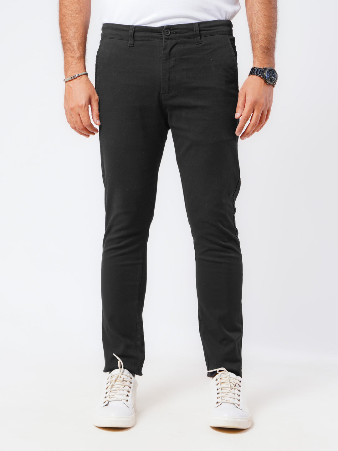 Black Plain Cotton Chino Pant-49