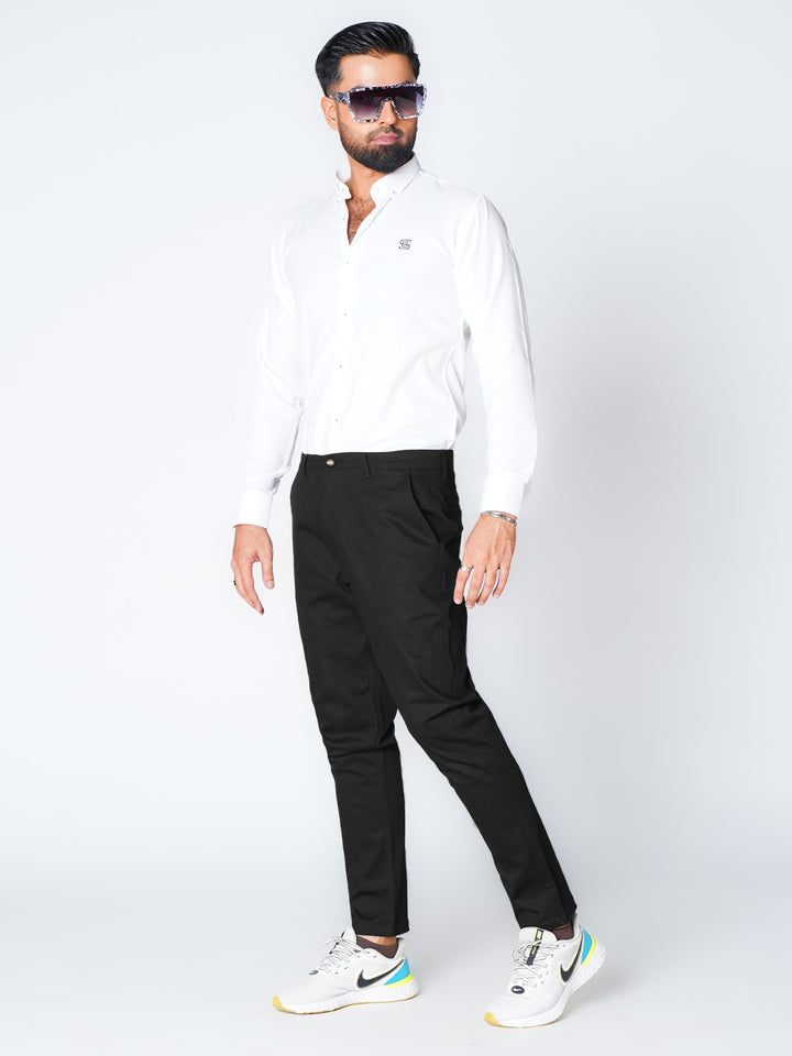 Black Self Premium Cotton Chino Pant-50