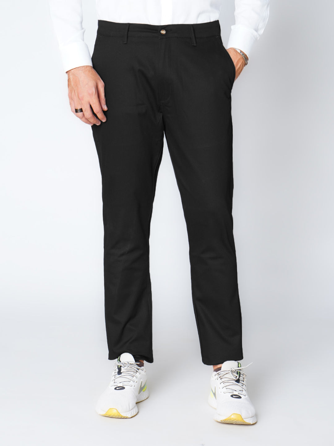 Black Self Premium Cotton Chino Pant-50