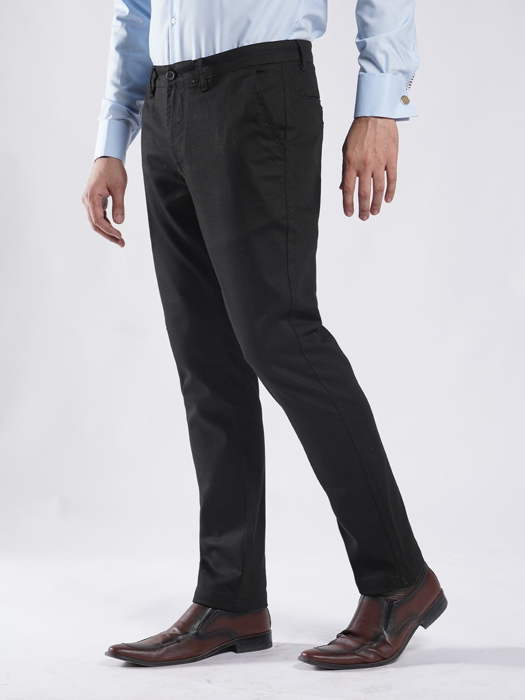 Black Plain Cotton Chino Pant-51