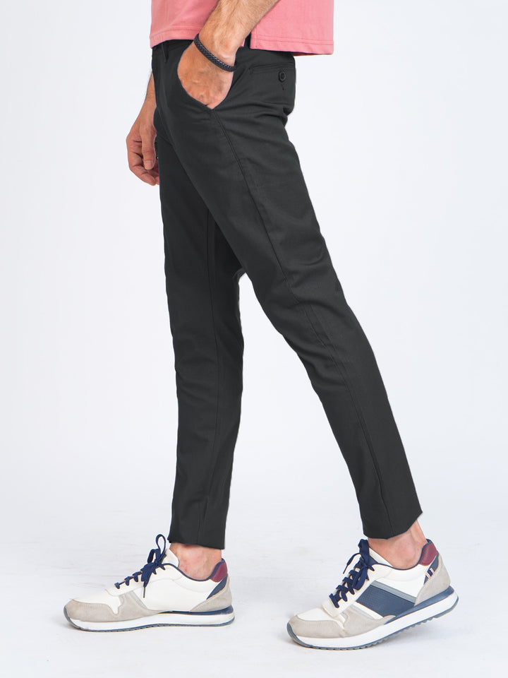 Black Self Printed Cotton Chino Pant-42