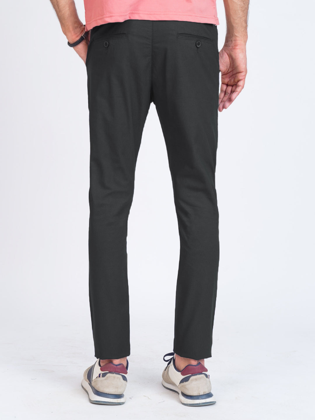 Black Self Printed Cotton Chino Pant-42