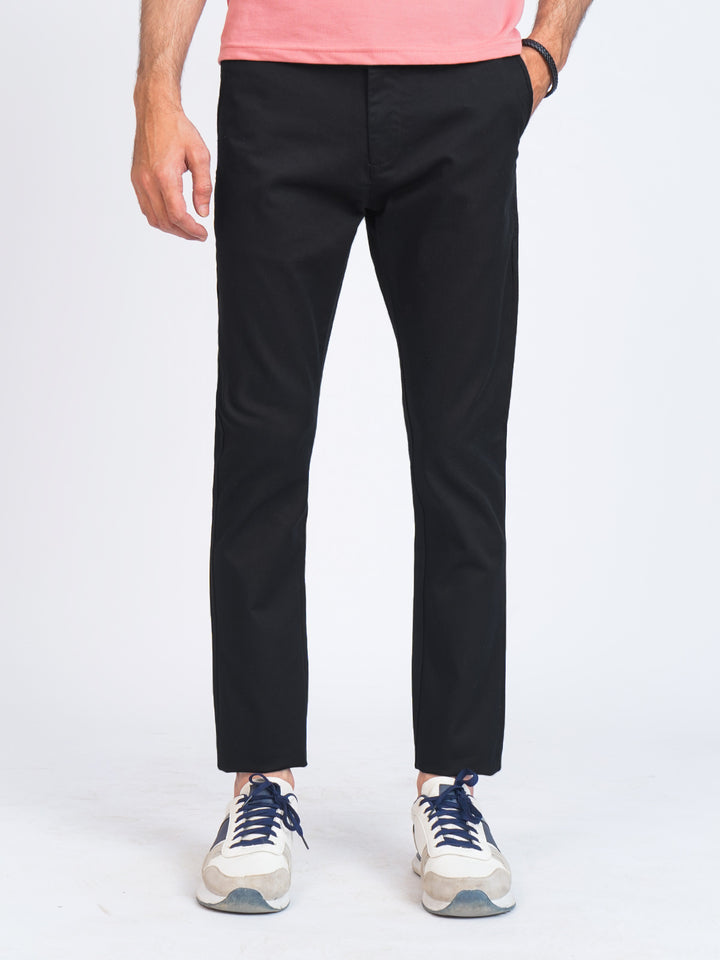 Black Plain Cotton Chino Pant-42