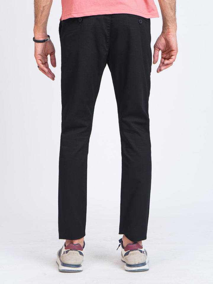 Black Plain Cotton Chino Pant-42