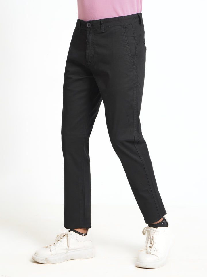 Black Plain Cotton Chino Pant-31