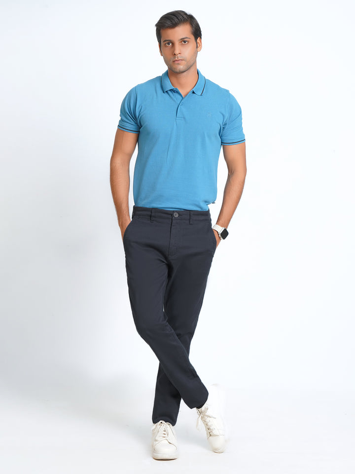 Navy Blue Self Cotton Chino Pant-38