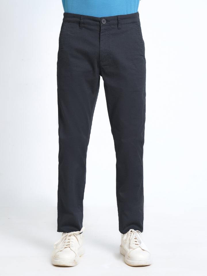 Navy Blue Self Cotton Chino Pant-38