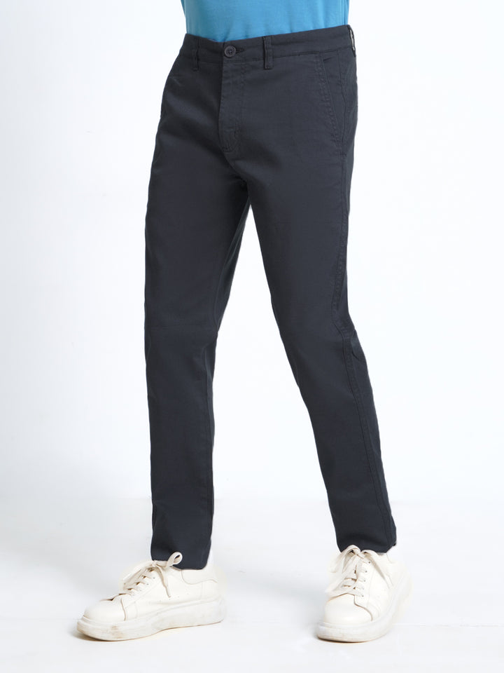 Navy Blue Self Cotton Chino Pant-38