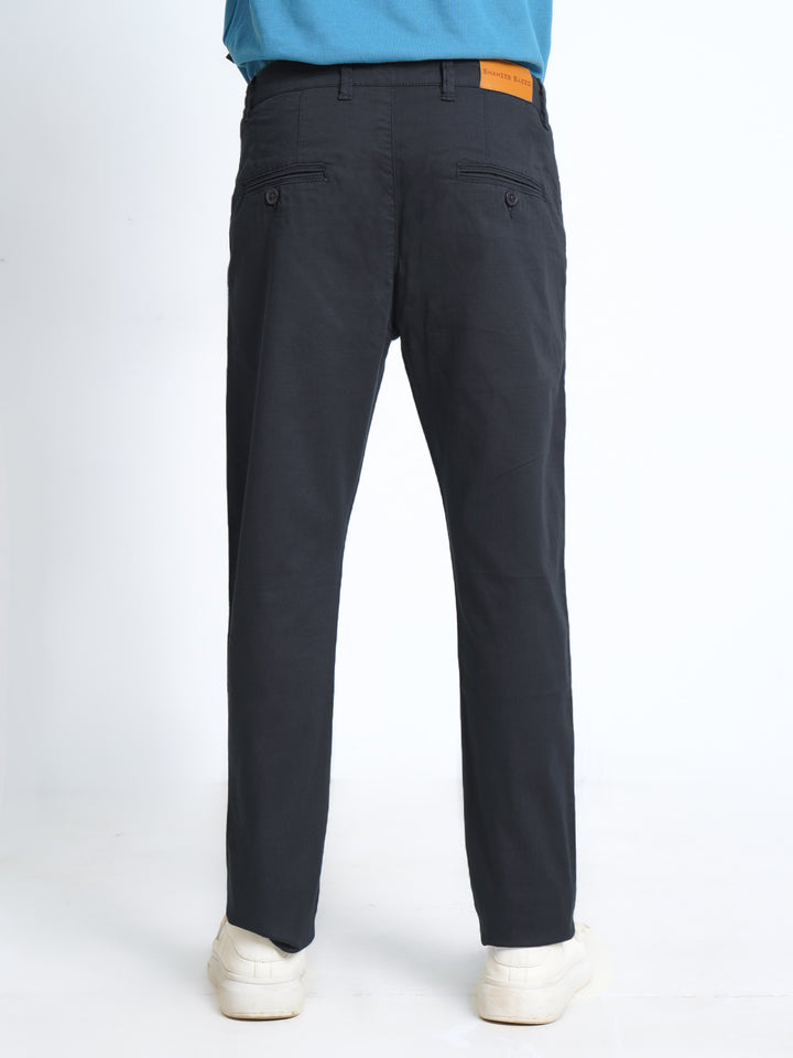 Navy Blue Self Cotton Chino Pant-38