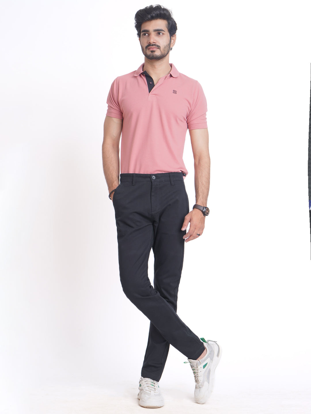 Navy Blue Self Cotton Chino Pant-38