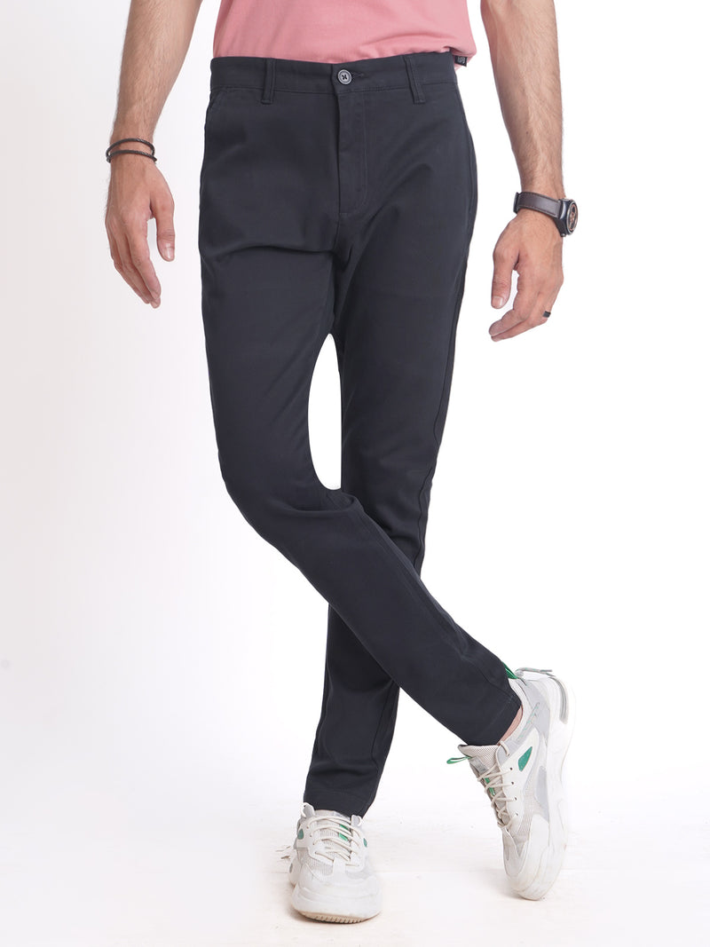 Navy Blue Self Cotton Chino Pant-38