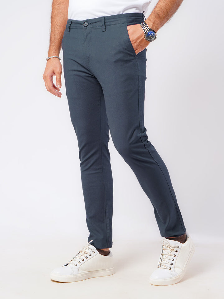 Blue Plain Cotton Chino Pant-46