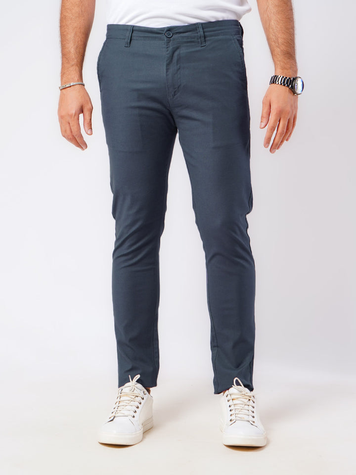 Blue Plain Cotton Chino Pant-46