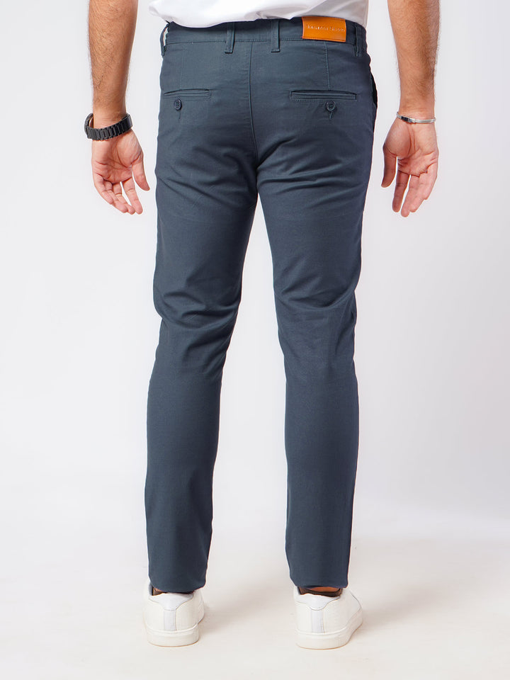 Blue Plain Cotton Chino Pant-46