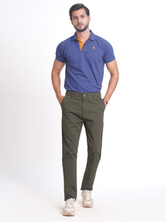 Dark Olive Self Cotton Chino Pant-38