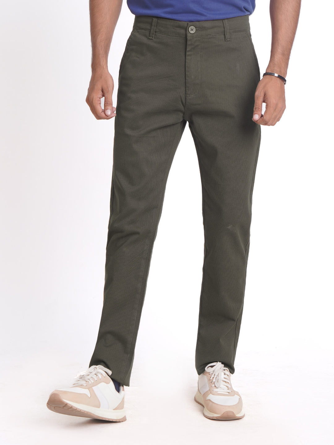 Dark Olive Self Cotton Chino Pant-38