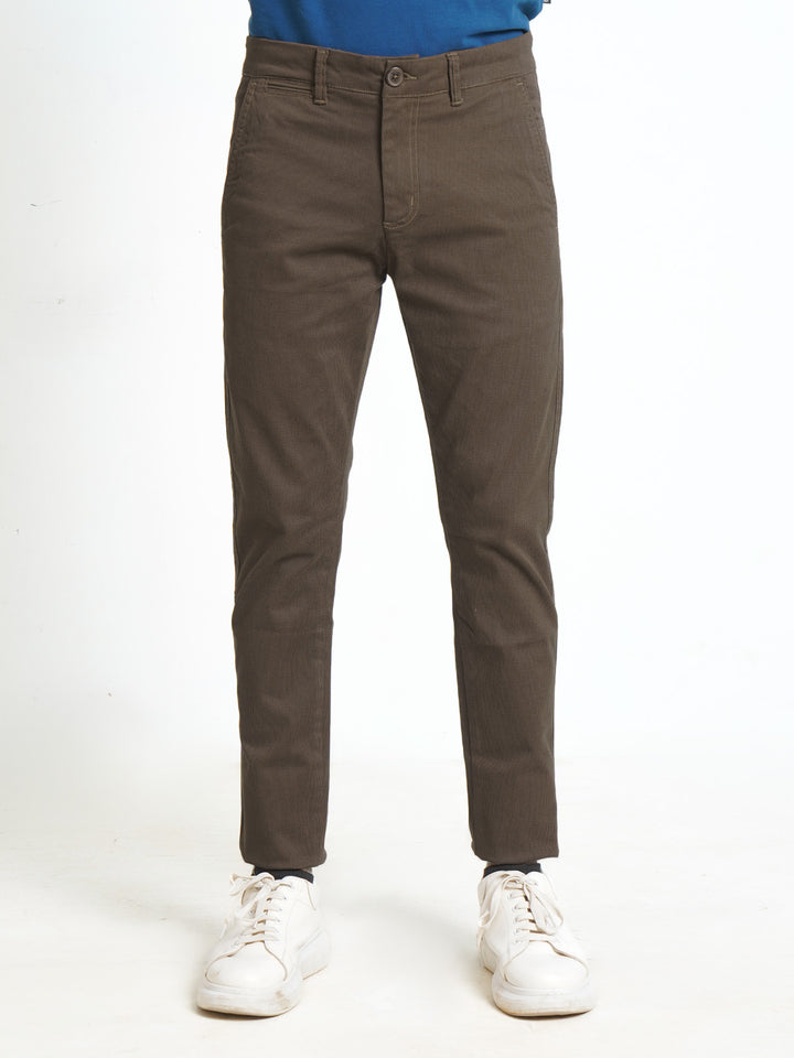 Chocolate Brown Self Cotton Chino Pant-31