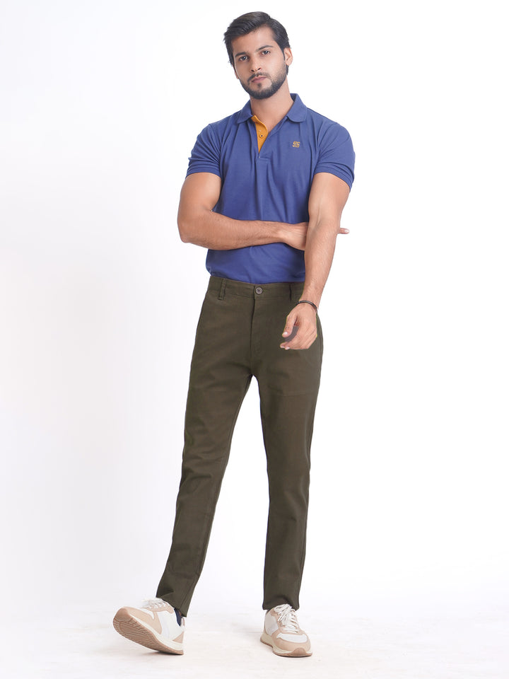 Dark Brown Self Cotton Chino Pant-38