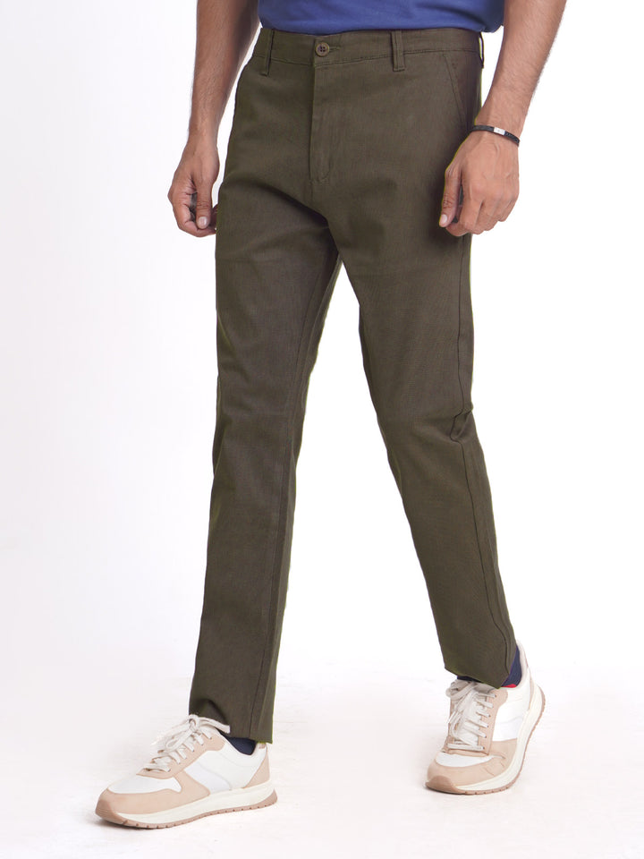 Dark Brown Self Cotton Chino Pant-38