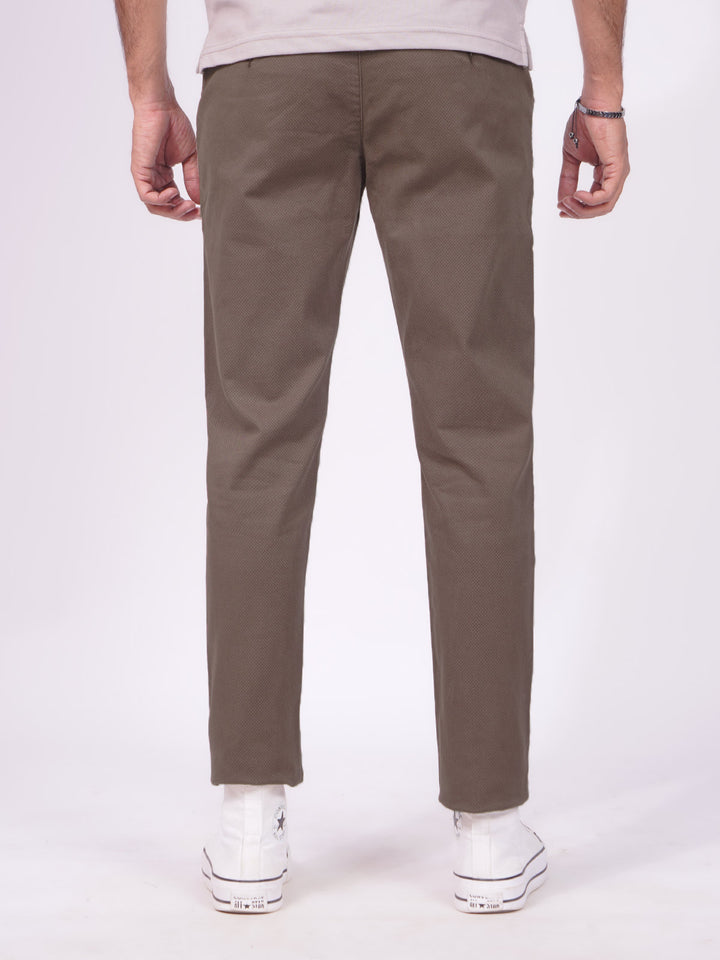 Brown Self Print Cotton Chino Pant-40