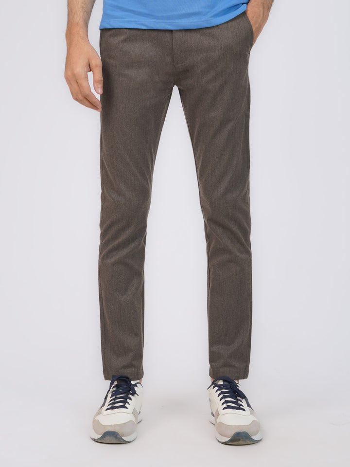 Brown Self Cotton Chino Pant-43