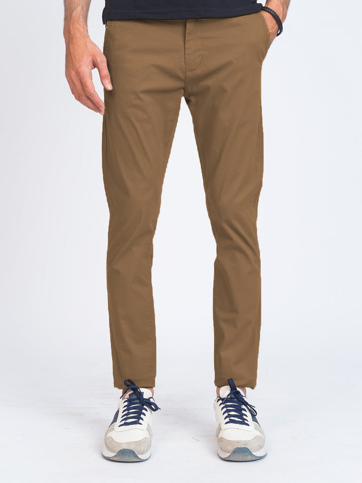 Camel Brown Self Cotton Chino Pant-40