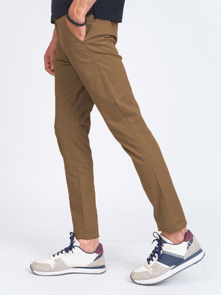 Camel Brown Self Cotton Chino Pant-40