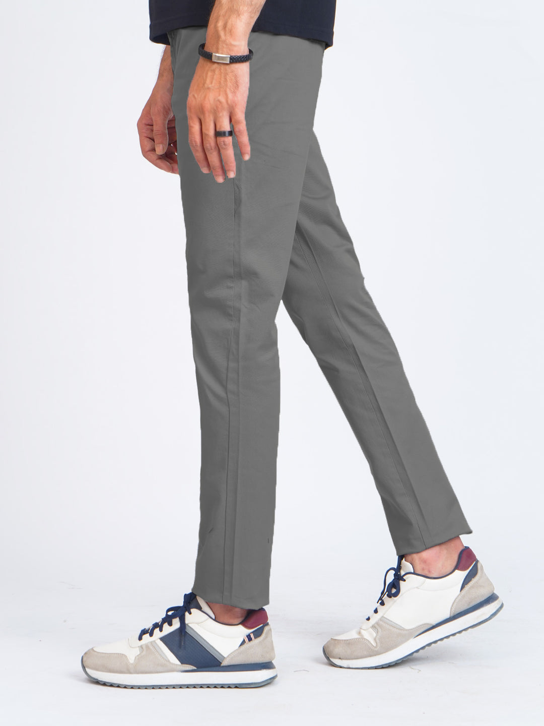 Charcoal Grey Self Cotton Chino Pant-41