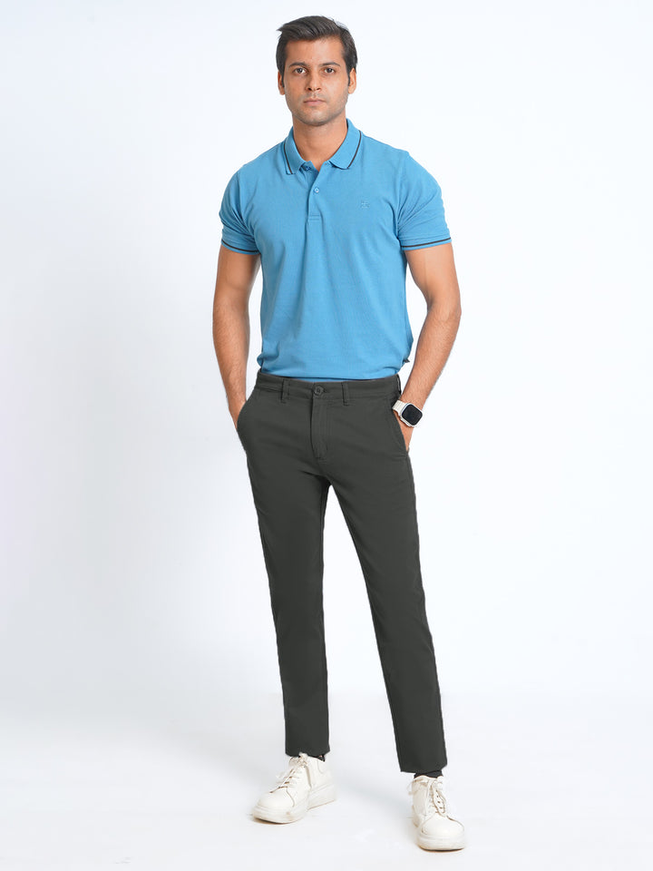 Charcoal Grey Plain Cotton Chino Pant-38