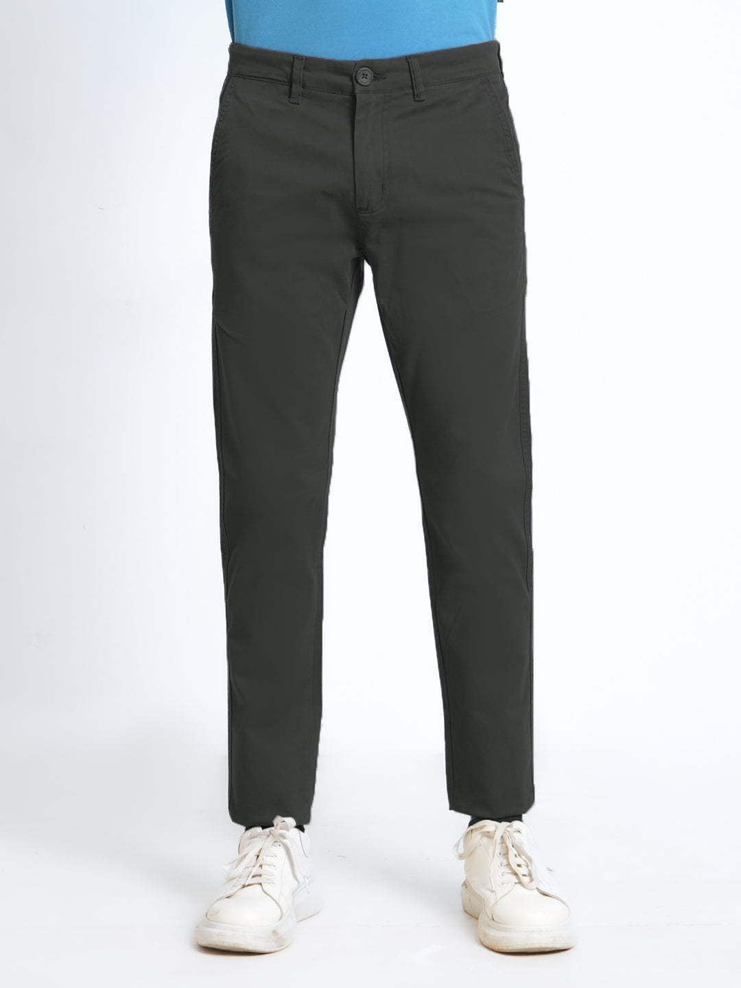 Charcoal Grey Plain Cotton Chino Pant-38