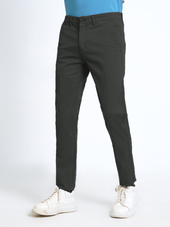 Charcoal Grey Plain Cotton Chino Pant-38