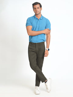 Dark Olive Green Plain Cotton Chino Pant-31