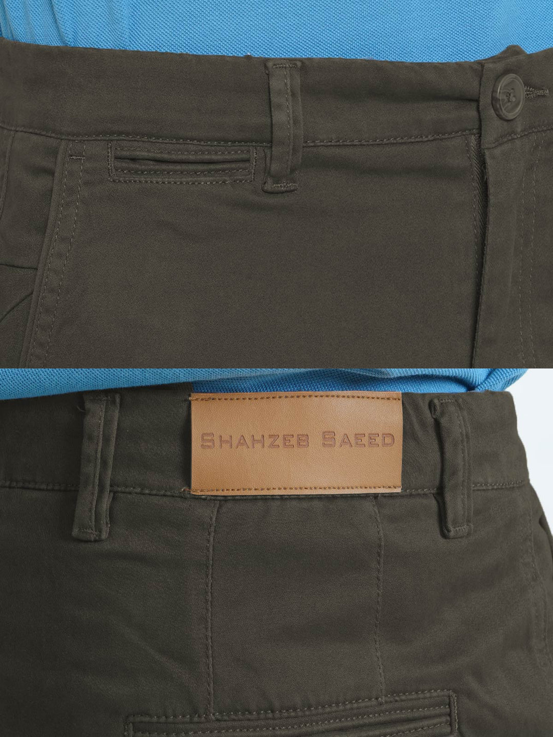 Dark Olive Green Plain Cotton Chino Pant-31