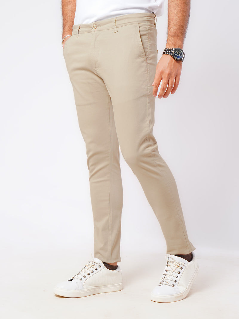 Cream Plain Cotton Chino Pant-49