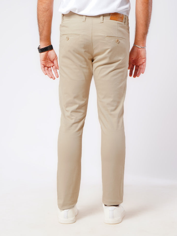 Cream Plain Cotton Chino Pant-49