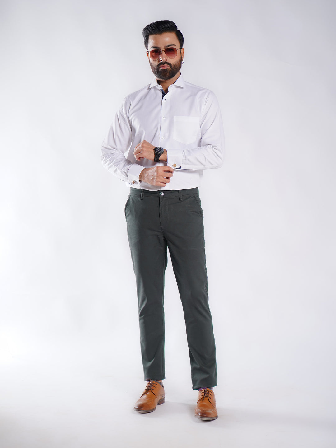 Dark Green Plain Cotton Chino Pant-51