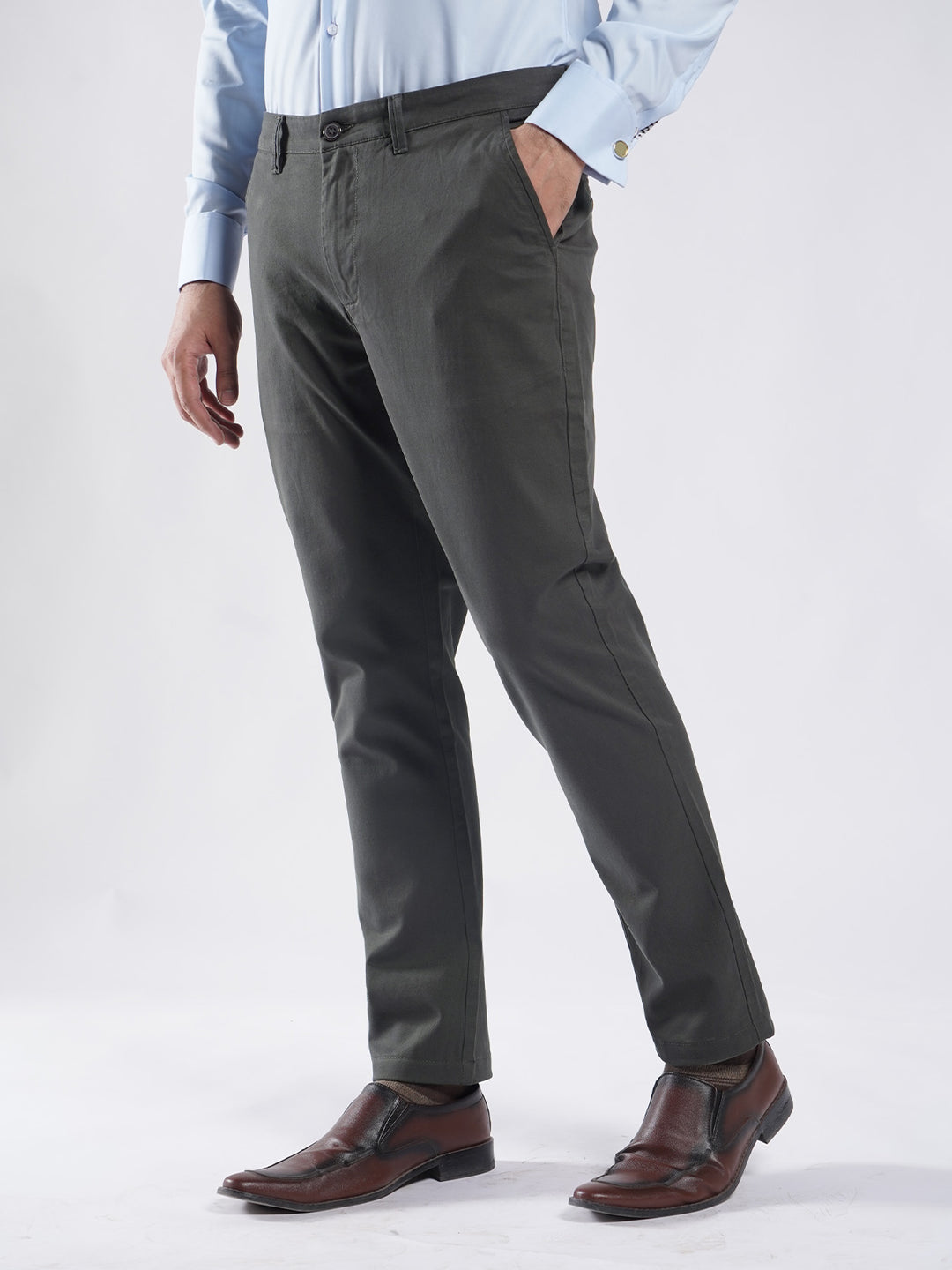 Dark Green Plain Cotton Chino Pant-51