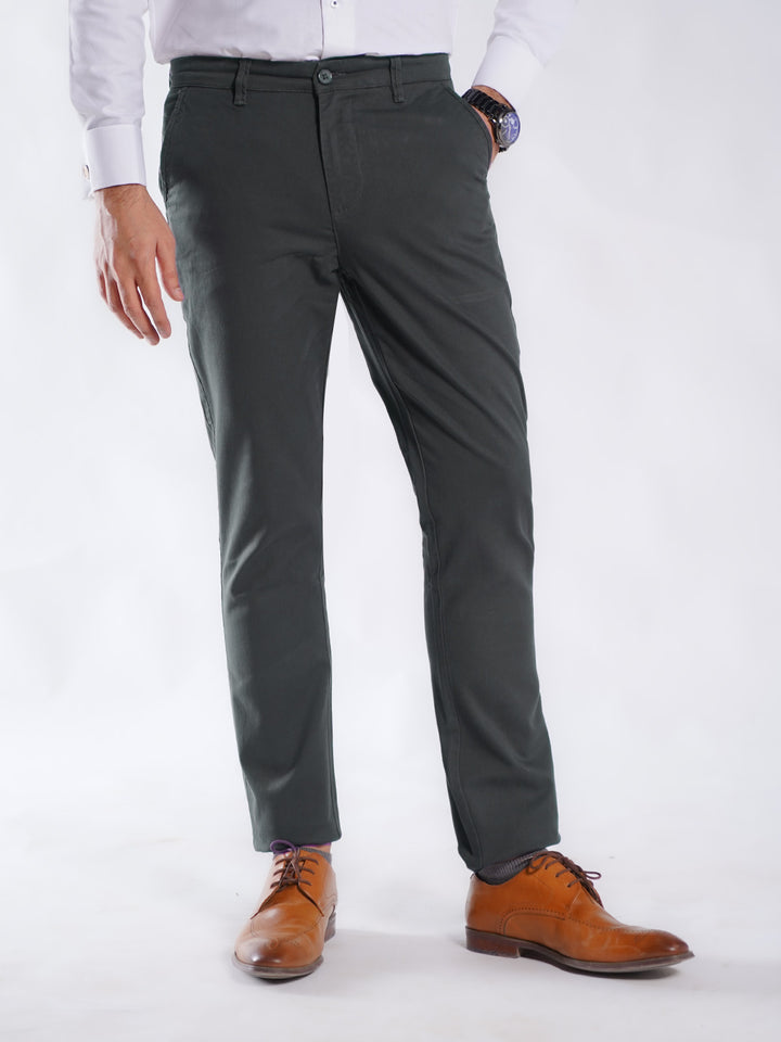 Dark Green Plain Cotton Chino Pant-51