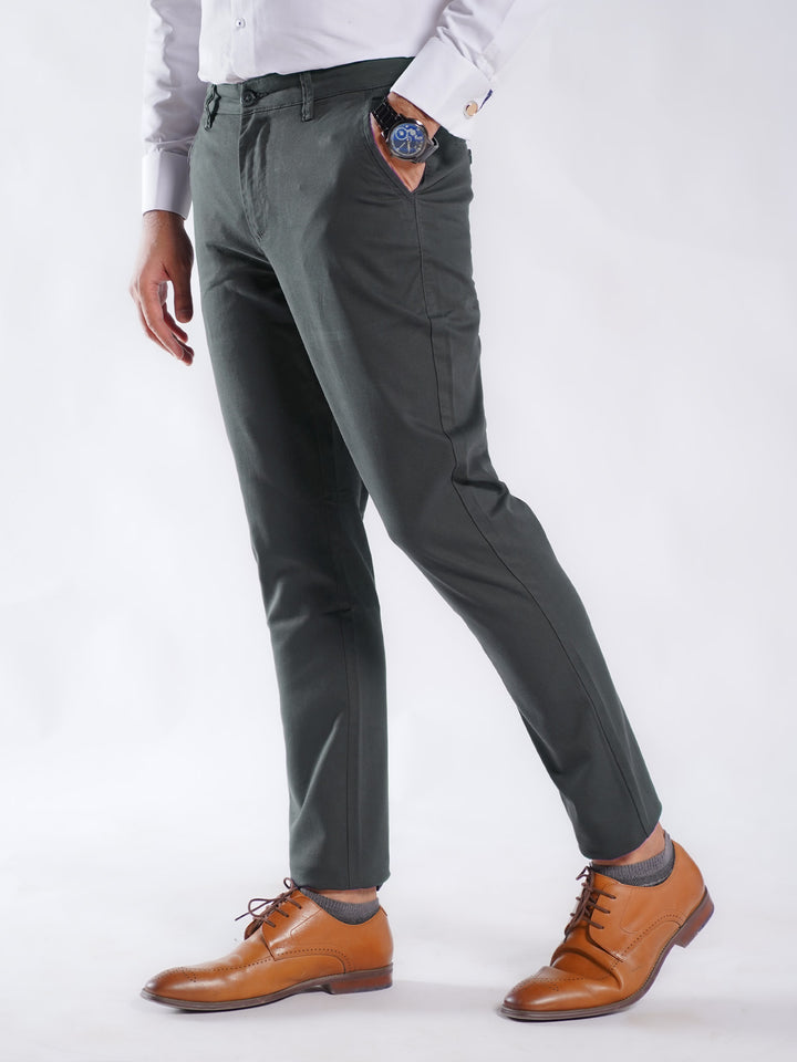 Dark Green Plain Cotton Chino Pant-51