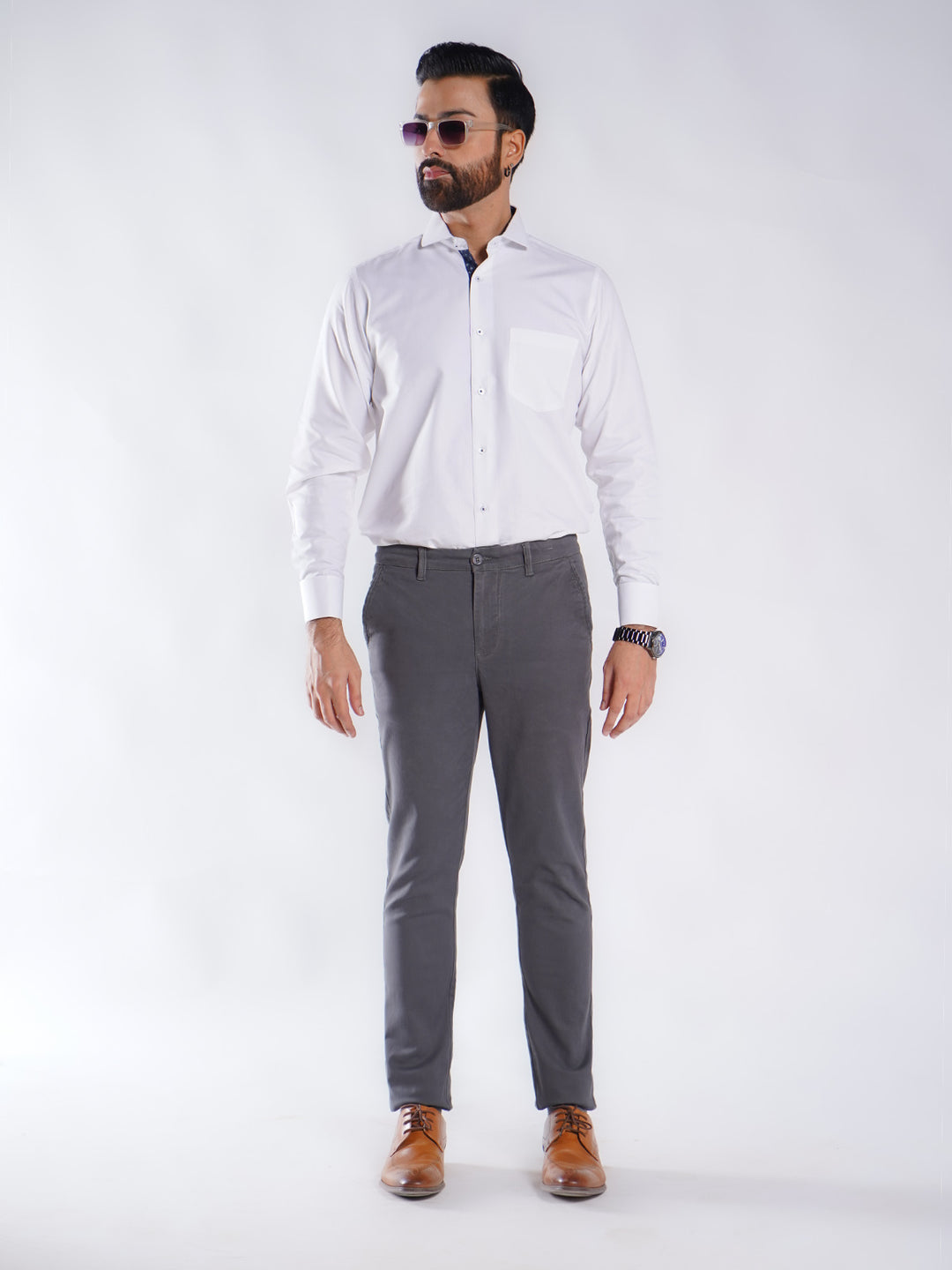 Dark Grey Plain Cotton Chino Pant-51