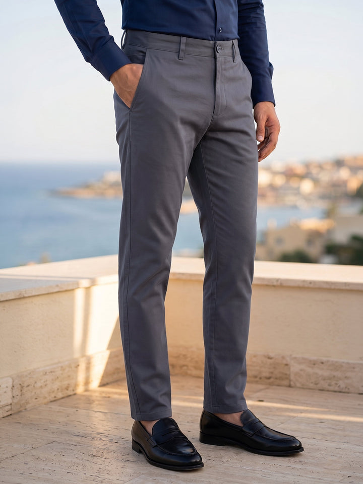 Dark Grey Straight Fit Chino Pant-71