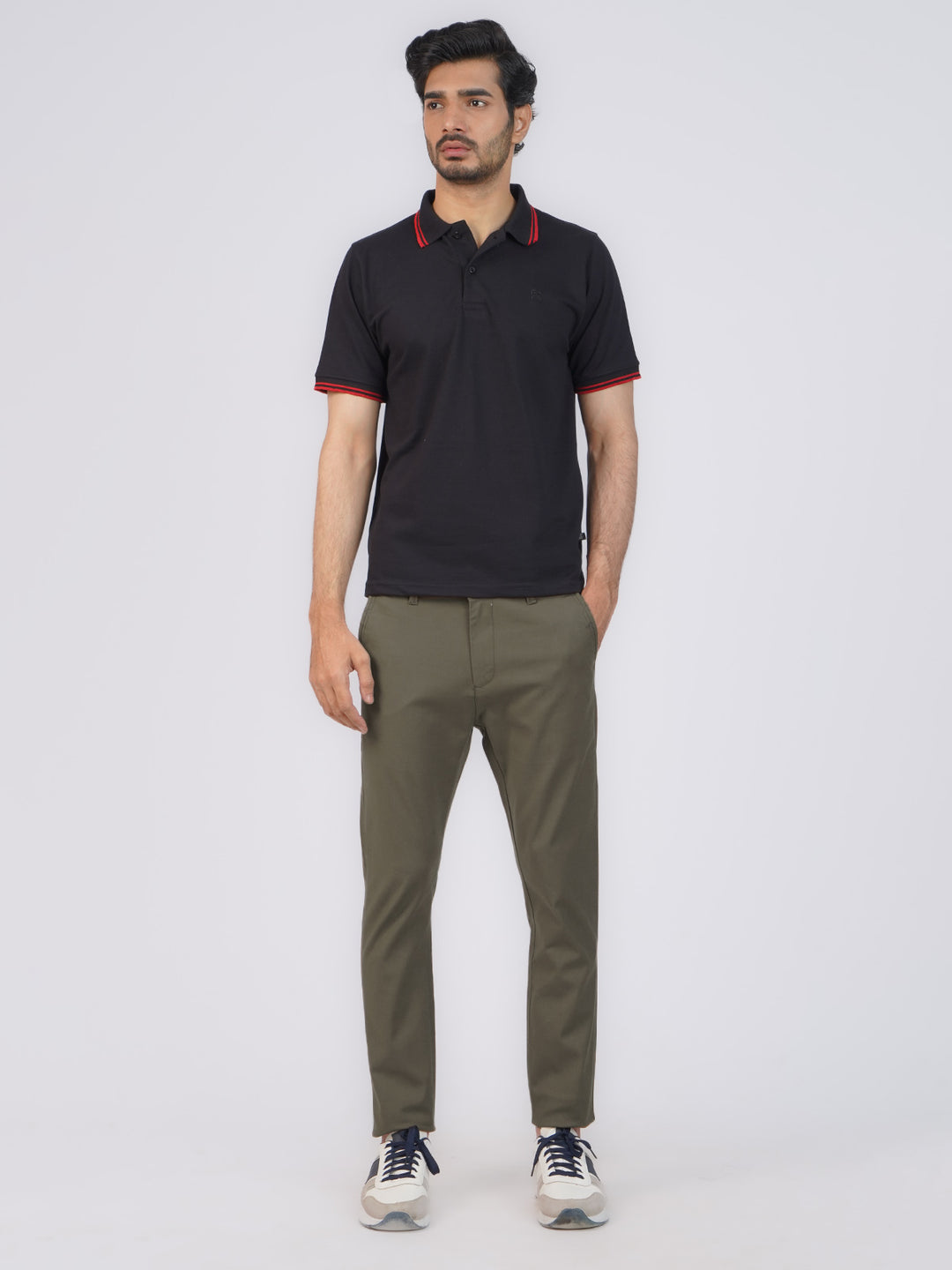 Olive Plain Cotton Chino Pant-42