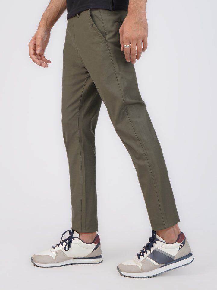 Olive Plain Cotton Chino Pant-42