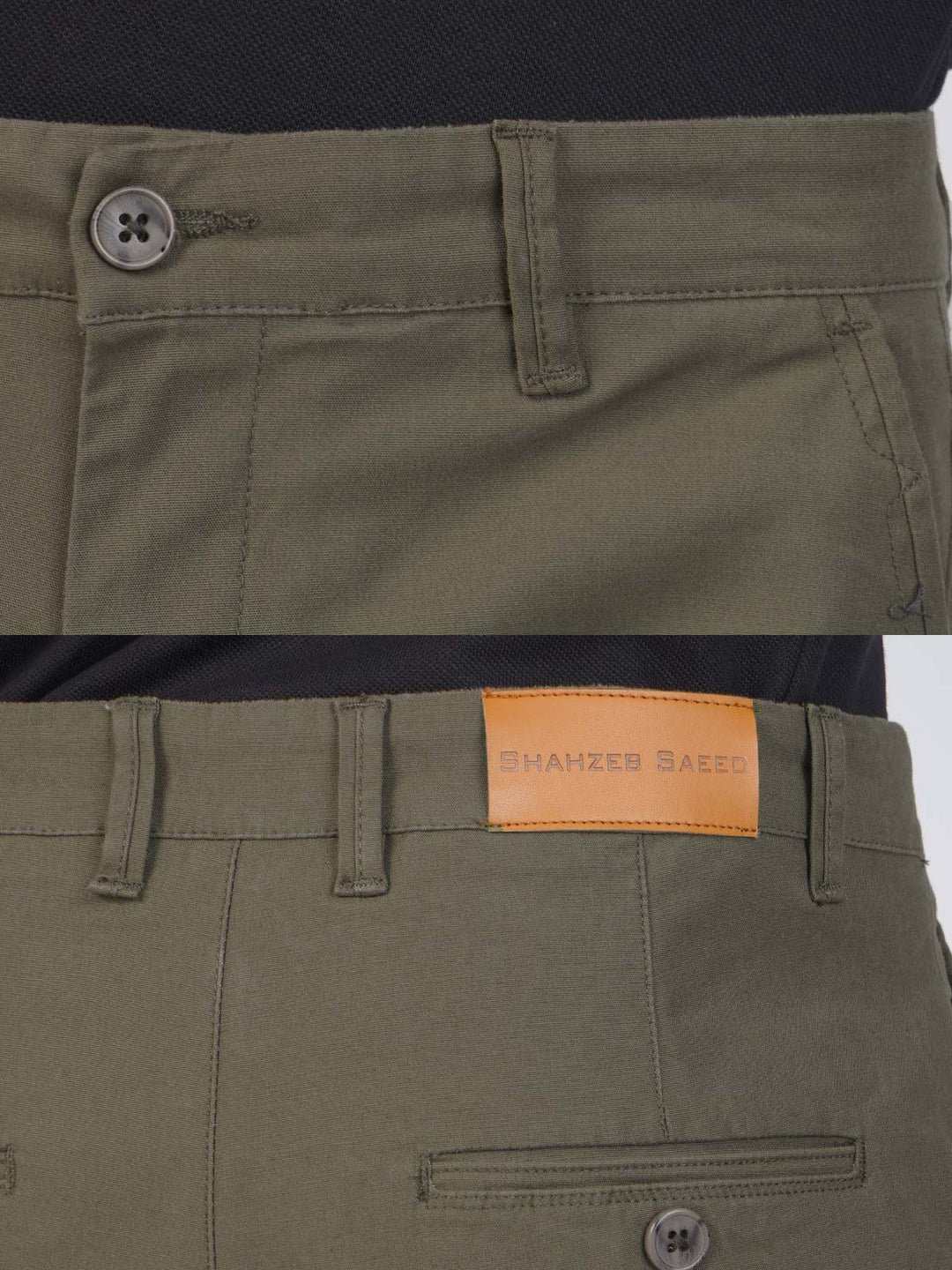 Olive Plain Cotton Chino Pant-42