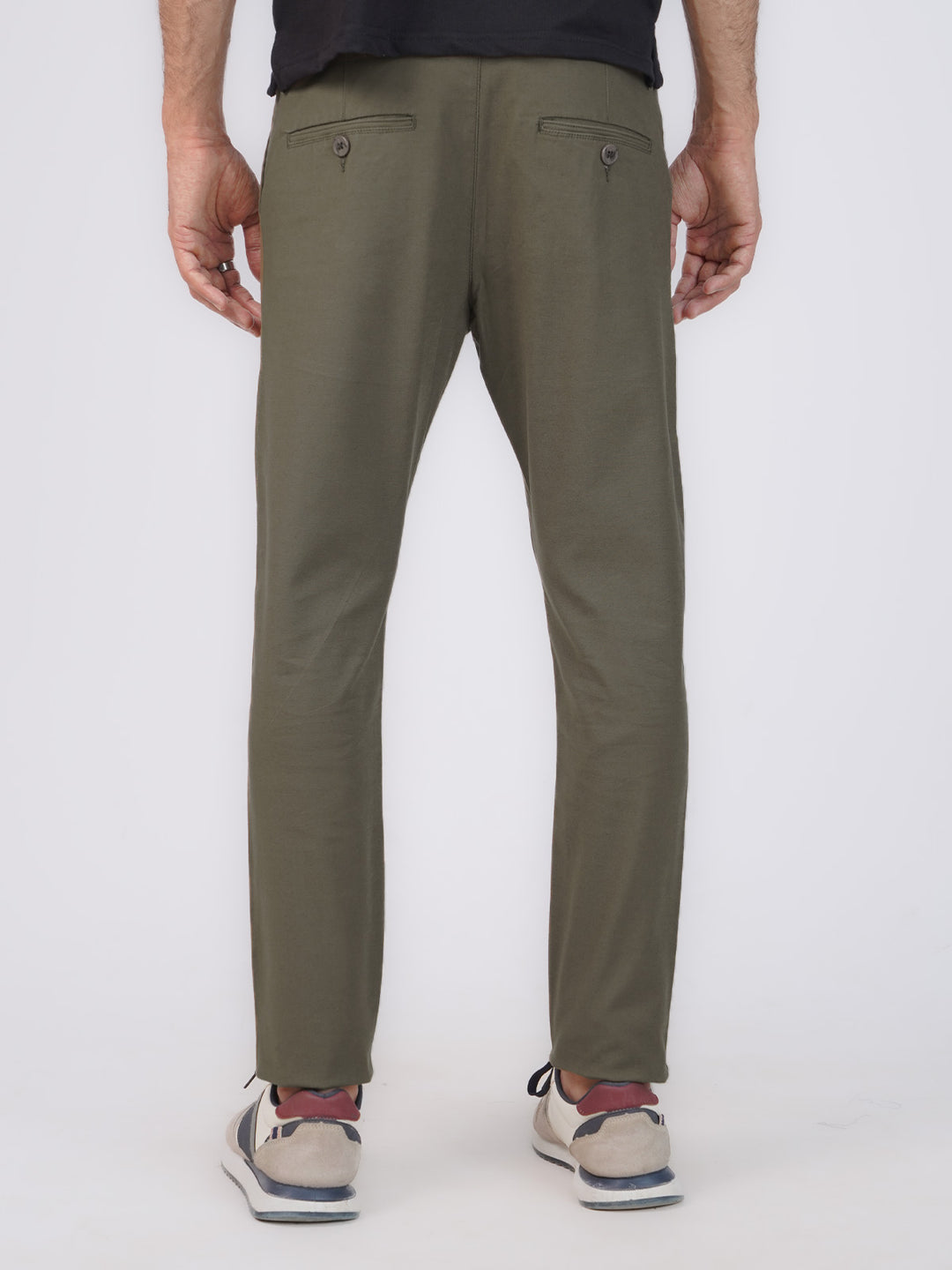 Olive Plain Cotton Chino Pant-42